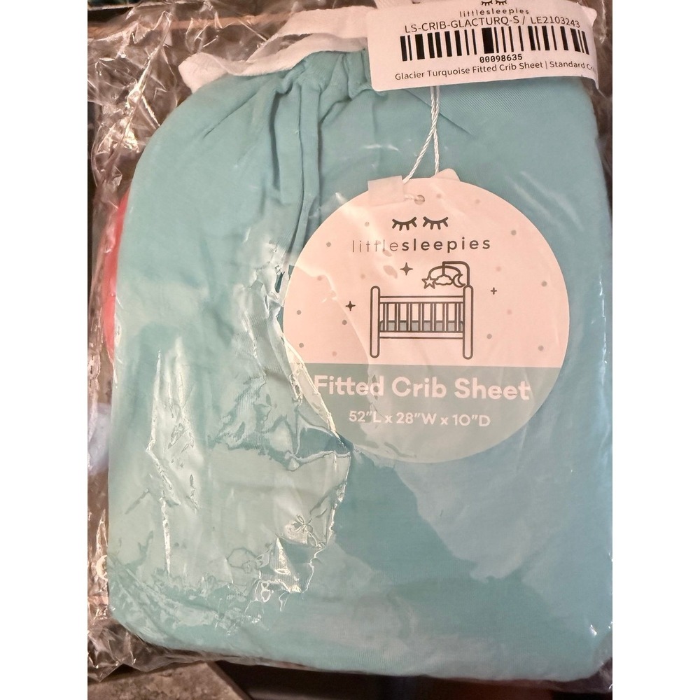 Little Sleepies glacier turquoise crib sheet